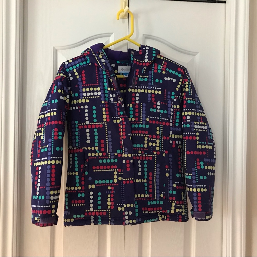 COLUMBIA Girls MulticoloredHooded PocketsFull Zip Winter Jacket Size M (…